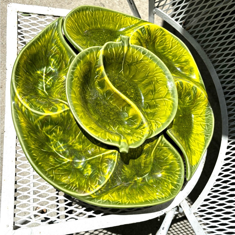 Chartreuse Green Glazed MCM California Ceramics Lazy Susan Vintage Moms Day